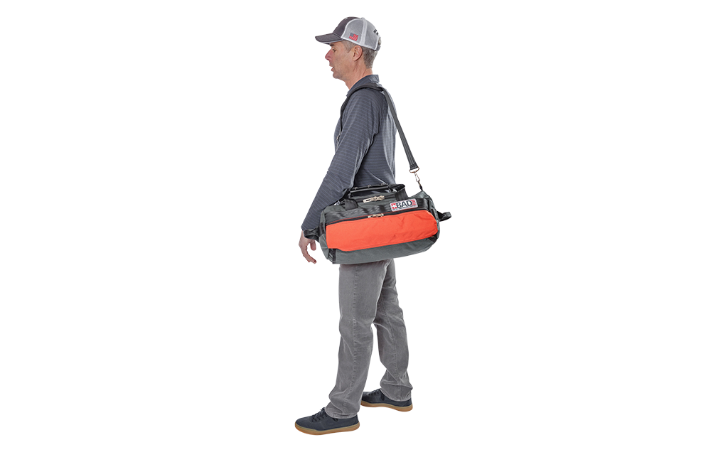 Number 1.5 Side Pocket Duffel Bag Charcoal Orange