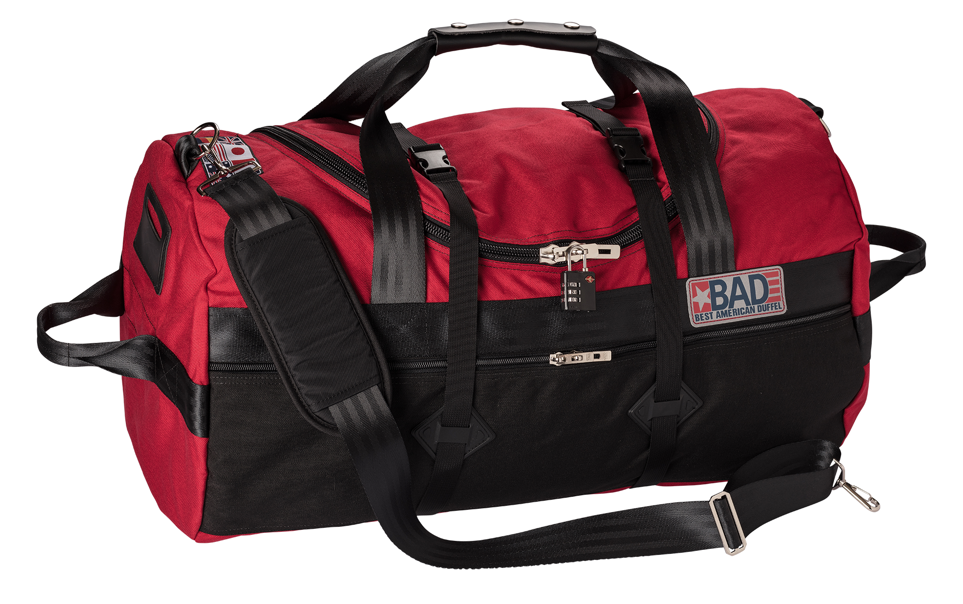 Nº 4 DUFFEL BAG SIDE POCKET - Black Red