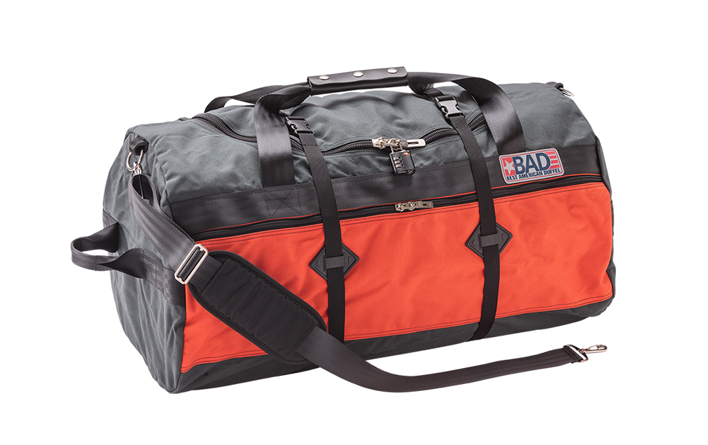 Number 5 Duffel Bag Backpack Charcoal Orange